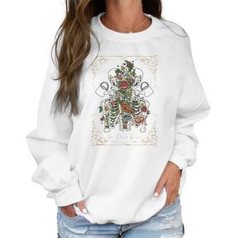 The Plant Lover Tarot Card Skeleton Skull Flowers Plants Women Sweatshirt | Favorety CA