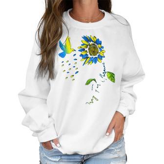 Pray For Ukraine Peace In Ukraine Dovesunflower Ukraine Graphic Design Printed Casual Daily Basic Women Sweatshirt | Favorety