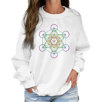 Rainbow Metatrons Cube Sacred Geometry Women Sweatshirt | Favorety AU