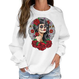 Sugar Skull Day Of The Dead Dia De Los Muertos Flowers Women Sweatshirt | Favorety AU