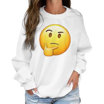 Thinking Emoji Funny Sarcastic Smiley Emoji Women Sweatshirt | Favorety CA