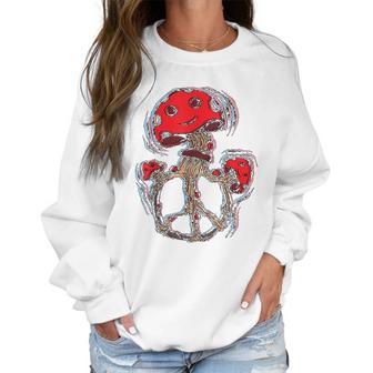 Trippy Magic Mushrooms Peace Sign 70S Women Sweatshirt | Favorety AU