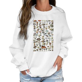 Vintage Mushrooms Chart Illustration Shroom Morel Hunter Women Sweatshirt | Favorety CA