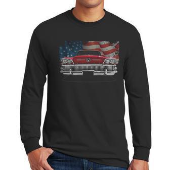 1958 Buick Front Red Us Flag Men Long Sleeve Tshirt | Favorety DE