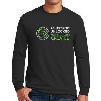 1St Fathers Day Achievement Unlocked Fatherhood Men Long Sleeve Tshirt | Favorety DE