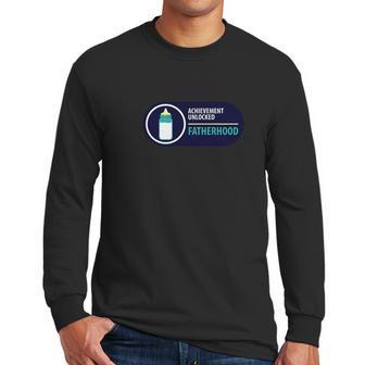 Achievement Unlocked Fatherhood Shirt Funny Daddy Gift Men Long Sleeve Tshirt | Favorety AU