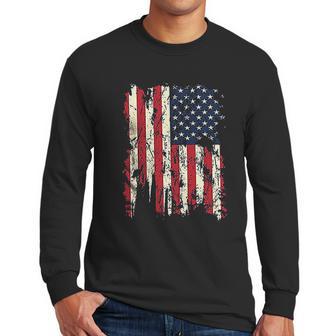 Adult Patriots American Distressed Flag Men Long Sleeve Tshirt | Favorety UK