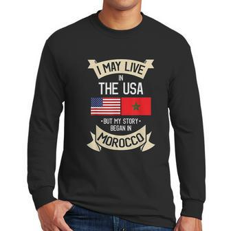 American Flag Morocco Moroccan Roots Gifts Men Long Sleeve Tshirt | Favorety CA