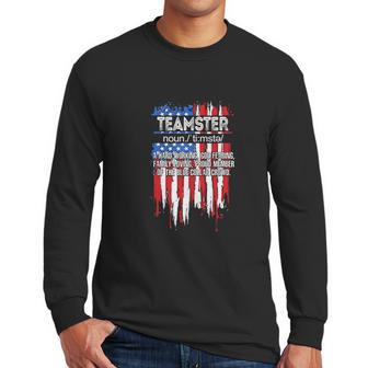 American Flag Teamster Definition Funny Fathers Day Graphic Design Printed Casual Daily Basic Men Long Sleeve Tshirt | Favorety DE