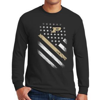 American Purdue Boilermakers Flag Men Long Sleeve Tshirt | Favorety