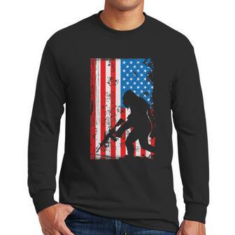 Armed Bigfoot Sasquatch Ar15 Patriotic American Flag Men Long Sleeve Tshirt | Favorety DE