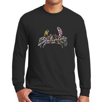 Baltimore Maryland Flag Crab Men Long Sleeve Tshirt | Favorety