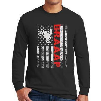 Braaap Vintage Usa American Flag Bike Men Long Sleeve Tshirt | Favorety UK