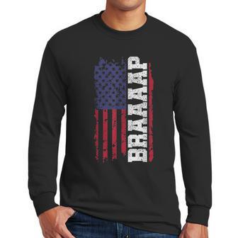 Braap American Flag Usa Patriotic Motocross Men Long Sleeve Tshirt | Favorety