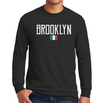 Brooklyn Italian Flag Vintage White Men Long Sleeve Tshirt | Favorety UK