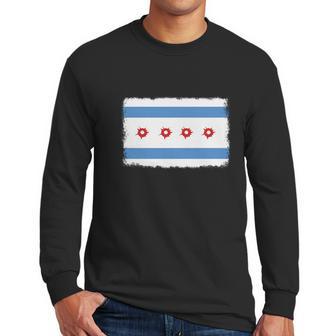 Bullet Hole Chicago Flag T-Shirts Men Long Sleeve Tshirt | Favorety CA