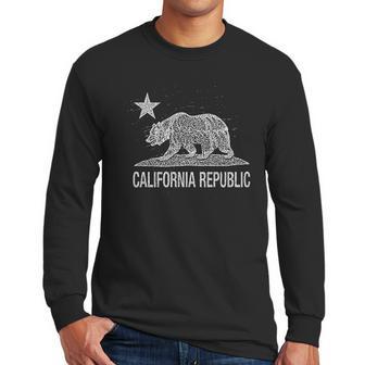 California Republic Cali Bear Star Vintage State Flag Men Long Sleeve Tshirt | Favorety