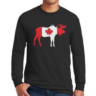 Canadian Flag Moose Maple Leaf Canada Men Long Sleeve Tshirt | Favorety