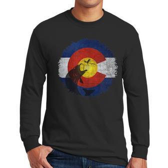 Colorado Flag With Fly Fishing Design Men Long Sleeve Tshirt | Favorety