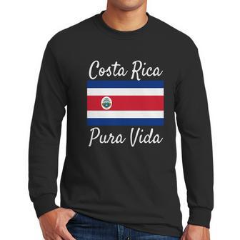 Costa Rica Pura Vida T-Shirt Beautiful National Flag Tee Men Long Sleeve Tshirt | Favorety CA