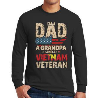 Mens Dad Grandpa Husband Us Flag Vietnam Veteran Father Day Men Long Sleeve Tshirt | Favorety AU