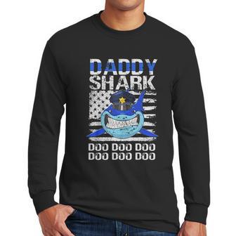 Daddy Shark Doo Doo American Flag Retro Men Long Sleeve Tshirt | Favorety AU