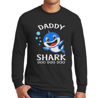 Daddy Shark Doo Doo Funny Fathers Day Gift Men Long Sleeve Tshirt | Favorety UK