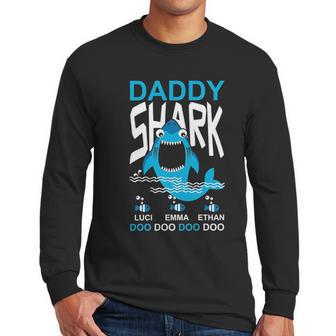 Daddy Shark Kids Name Men Long Sleeve Tshirt | Favorety