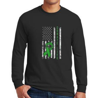 Distressed Donate Life Usa Flag Organ Kidney Donor Ribbon Men Long Sleeve Tshirt | Favorety