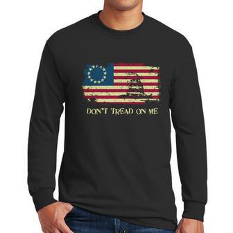 Dont Tread On Me Vintage Usa American Flag Distressed Men Long Sleeve Tshirt | Favorety