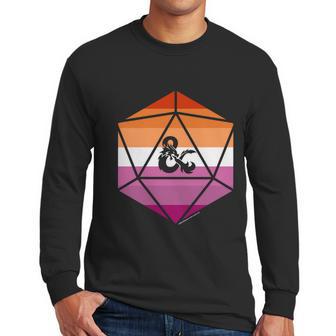 Dungeons And Dragons Lesbian Pride Flag Dice Logo Gift Graphic Design Printed Casual Daily Basic Men Long Sleeve Tshirt | Favorety UK