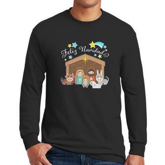 Feliz Navidad Cute Nativity Scene Men Long Sleeve Tshirt | Favorety AU