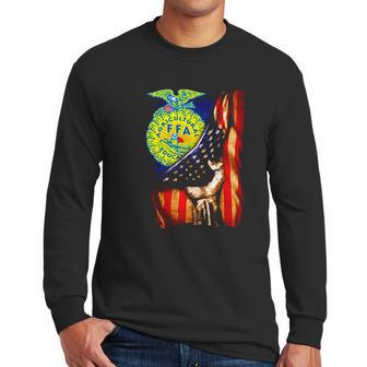 Ffa Emblem Inside American Flag Men Long Sleeve Tshirt | Favorety UK