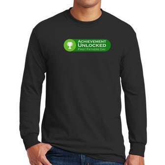 First Fathers Day Achievement Unlocked Fathers Day Gift Men Long Sleeve Tshirt | Favorety AU