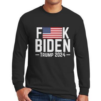 Fuck Biden American Flag Trump 2024 Shirt Men Long Sleeve Tshirt | Favorety UK