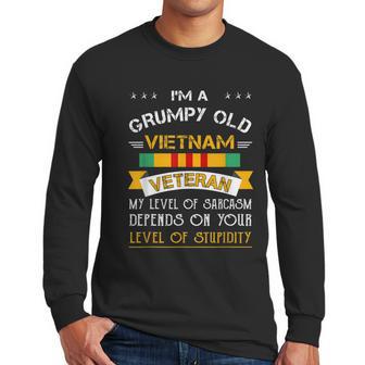 Funny Gift For Grumpy Old Vietnam Veteran Graphic Design Printed Casual Daily Basic Men Long Sleeve Tshirt | Favorety UK