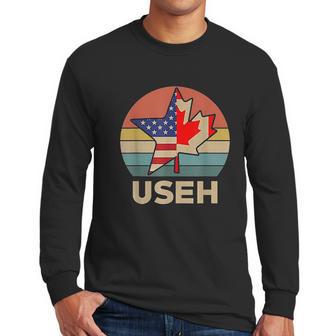 Funny Useh America Canada Flag American Canadian Men Long Sleeve Tshirt | Favorety