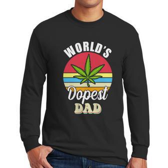 Funny Worlds Dopest Dad Funny Marijuana Retro Men Long Sleeve Tshirt | Favorety DE