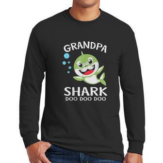 Grandpa Shark Funny Fathers Day Men Long Sleeve Tshirt | Favorety