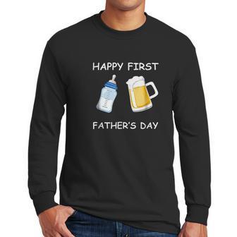 Happy First Fathers Day Funny Emoji Men Gift Men Long Sleeve Tshirt | Favorety CA