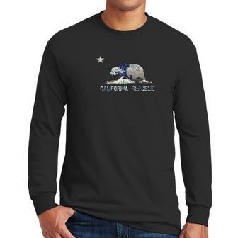 Hokusai In California Flag Wave In Bear Men Long Sleeve Tshirt | Favorety