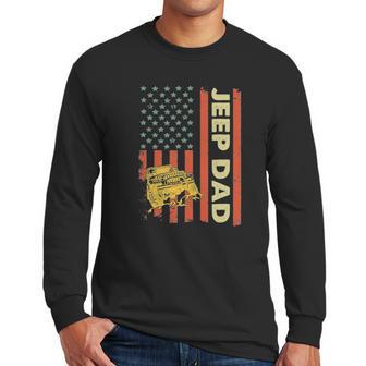 Jeep Dad American Flag Fathers Day 4Th Of July Men Long Sleeve Tshirt | Favorety CA