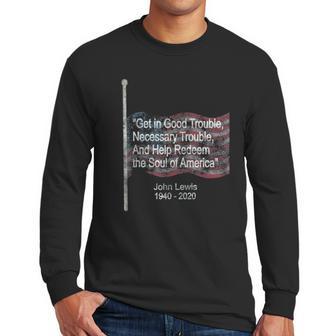 John Lewis Good Trouble American Flag Men Long Sleeve Tshirt | Favorety AU