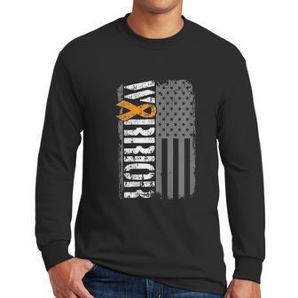 Kidney Warrior Sideways Awareness Ribbon Usa Flag Men Long Sleeve Tshirt | Favorety CA