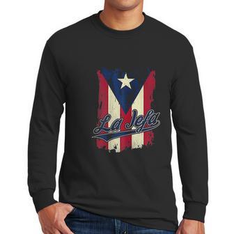 La Jefa Puerto Rico Flag Men Long Sleeve Tshirt | Favorety UK