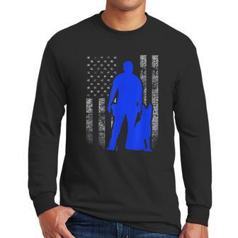 Male K9 Officer Blue Line Flag For K9 Handlers Men Long Sleeve Tshirt | Favorety UK