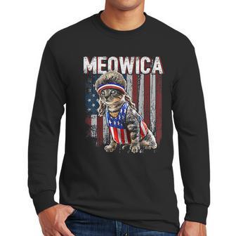 Meowica Cat Mullet American Flag Men Long Sleeve Tshirt | Favorety