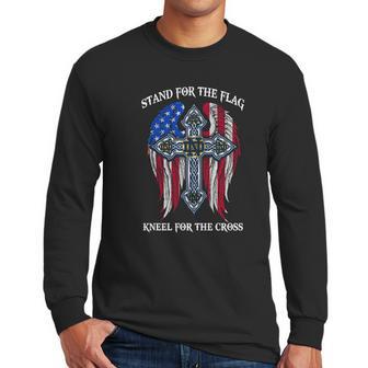 Notre Dame Fighting Irish Stand For The Flag Kneel For The Cross Men Long Sleeve Tshirt | Favorety AU