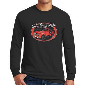 Old Guys Rule T Shirt For Men | Red Truck | Charcoal Men Long Sleeve Tshirt | Favorety CA