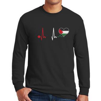 Palestine Flag Proud Palestinian Heartbeat Men Long Sleeve Tshirt | Favorety UK